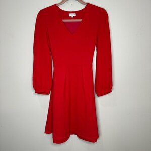 CLAUDIE PIERLOT Midi Dress Size Small 36 Long Sleeve Red Work Office Preppy
